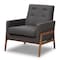 Baxton Studio Perris Dark Grey Upholstered Walnut Wood Lounge Chair 150-8742 - alternate 1